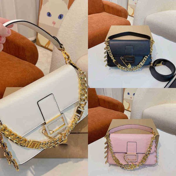 

baguette bags women luxury handbag shoulder leather designer crossbody female purses with pin and chain pendant 220307 1106