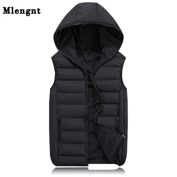 

men's vests spring autumn sleeveless jacket for men fashion warm hooded male winter vest light plus size mens work waistcoat 221122, Black;white
