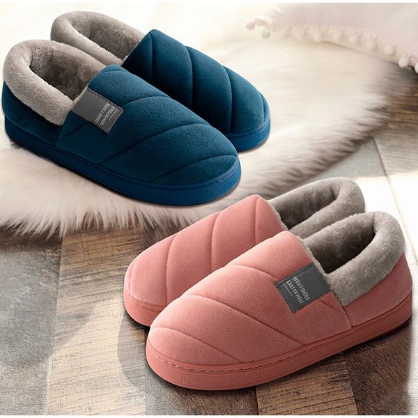 

slippers big size women men couple winter warm furry slipper comfortable home floor shoes indoor bedroom stripe plush slides 221121, Black