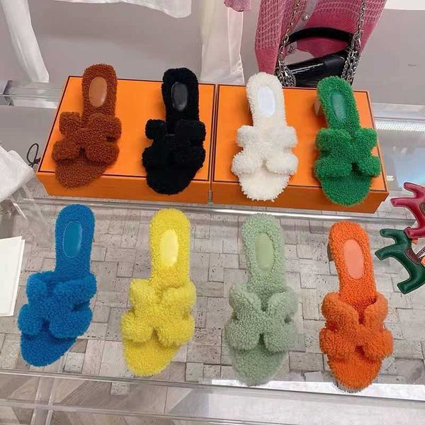 

slipper all for slippers designer bear sandal oran shoes h dsigner wool winter furry women autumn wear leather and fur one flat bottomed cas