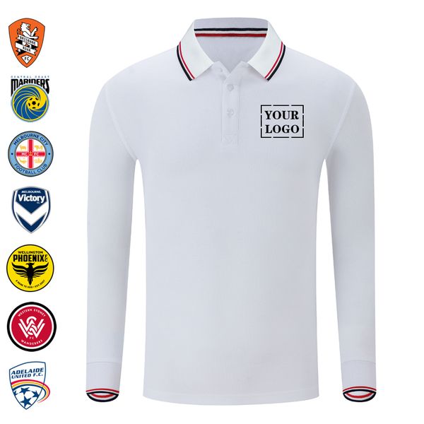 

casual men's polos long sleeves soccer polo shirt personal group custom printed adelaide utd brisbane roar melbourne city melbourne vic, White;black