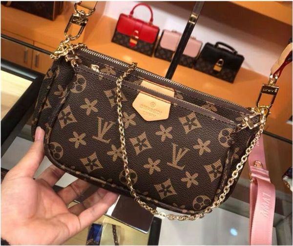 

three-in-one messenger bag female 2022 new japanese and korean broadband chain armpit three-piece sets of summer riding tide shoulder bag fa