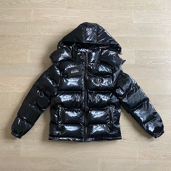 

men's jackets trapstar shiny black coats men women embroidery irongate jacket detachable hood winter, Black;brown