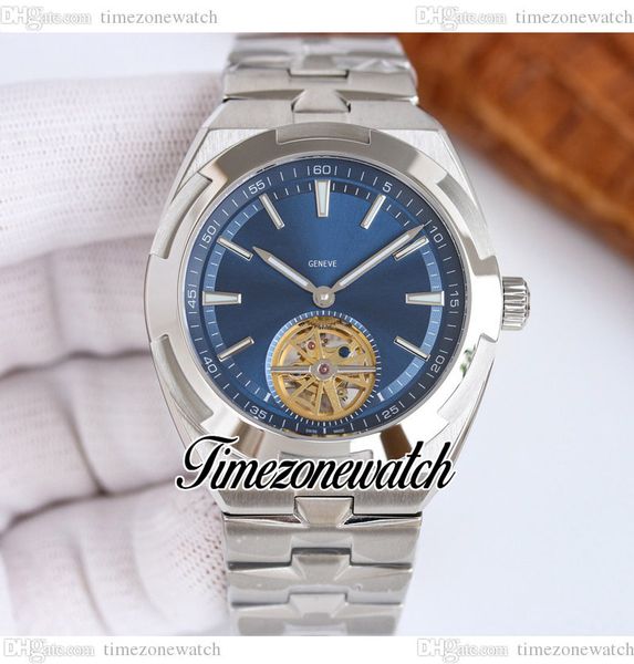 

twf 42.5mm overseas skeleton tourbillon mens watch automatic 6000v/110a-b544 blue dial stick markers stainless steel bracelet watches twvc t, Slivery;brown