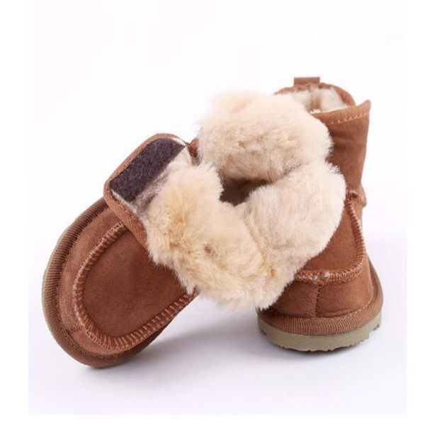 

baby snow boots for boys and girls kids sheepskin real fur shoes children geanuine leather australia shoesgc1821, Black;grey