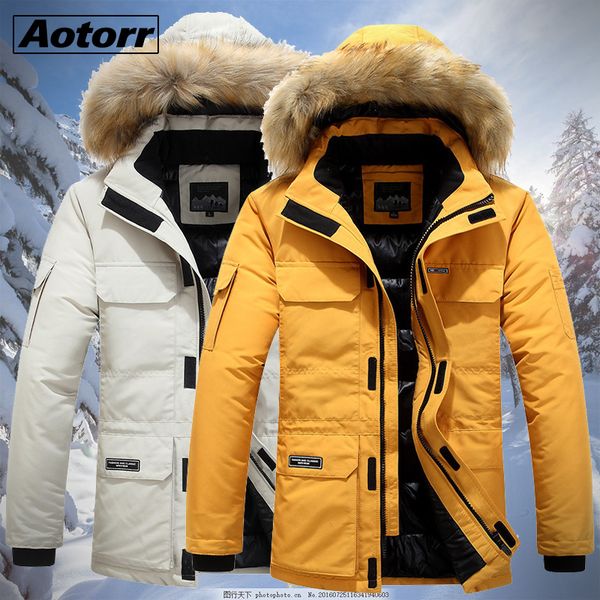 

mens down parkas winter men fur hooded casual warm thick waterproof jacket coat cotton multipocket jackets plus size 6xl outwear 221122, Black