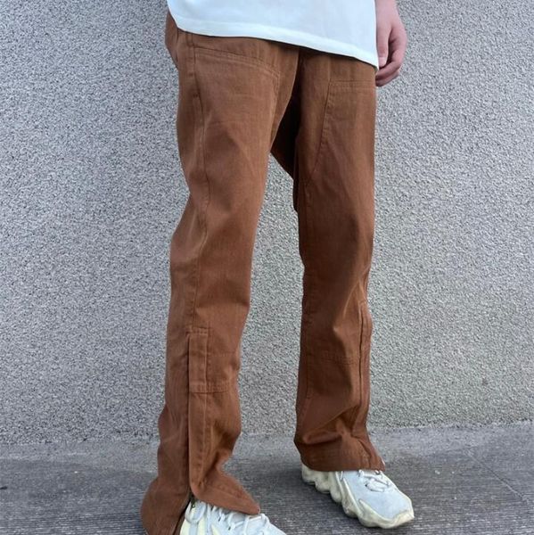 

pants patchwork jeans side zipper casual men's and women's black brown trousers