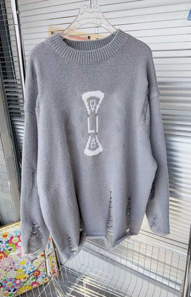 

womens sweaters color contrast logo print hollowed out knitted sweater designer curly garments left shoulder long sleeve design casual knitw, White;black
