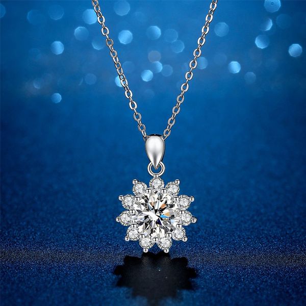 

chokers 1ct 2ct sterling silver necklace 14k white gold plated gra d color vvs1 necklaces jewelry for women girl 221121, Golden;silver