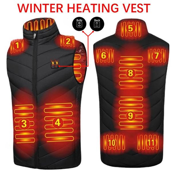 

men's vests jymcw usb electric heated vest winter smart heating jackets men women thermal heat clothing plus size hunting coat p8101c 2, Black;white