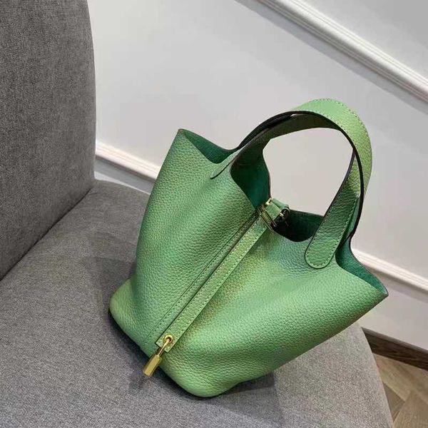 

bucket handbags picotin pattern 2023 high locks quality shoulder basket bag head bags designer purse layer lychee versatile high-class handb