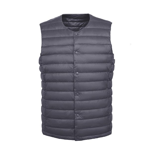 

men's down parkas bang brand men vest ultra light portable v-neck sleeveless coat man winter without collar warm liner 221122, Black