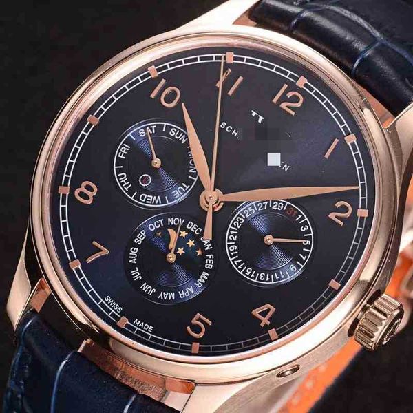 

designer luxury watch moon tide leisure business automatic machinery men's portugal 100m waterproof sapphire hd series 08zq, Black;brown