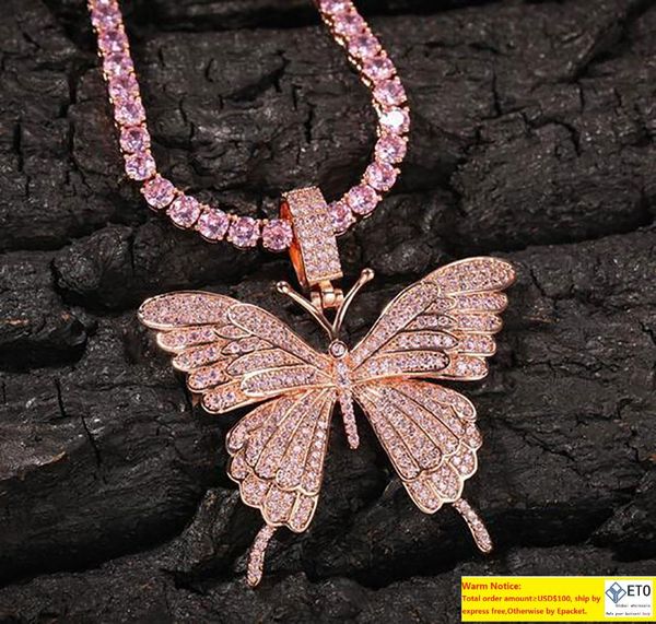 

out pink butterflys pendant necklace with 24inch tennis necklaces zirconia jewelry, Silver