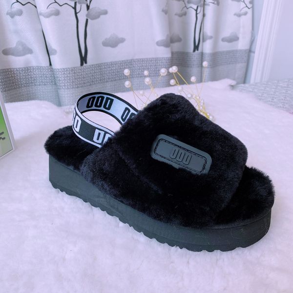 

fashion designer shoe luxury women wool sandals slippers woman slipper shoes brand autumn winter slides fur sandal casual shoes size 9 s253, Black
