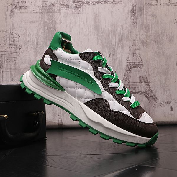 

luxury designer party dress wedding shoes elegant breathable lace-up sports casual sneakers round toe thick bottom business leisure driving, Black