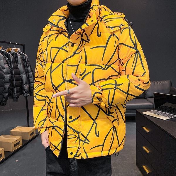 

men's down parkas winter windproof men's jacket thickened casual warm jacket fashion hiphop parka stitching retro windbreaker coup, Black