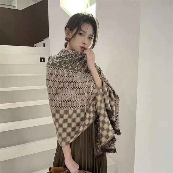 

2023 women cashmere scarves fashion brand desinger classic wool letter scarf pashminas winter long shawls thicken keep warm, Blue;gray
