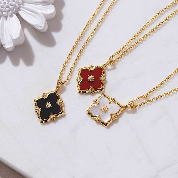 

pendant necklaces strands strings small crowd italian wiredrawing craft four leaf grass white fritillaria agate necklace pendant ins small c, Silver
