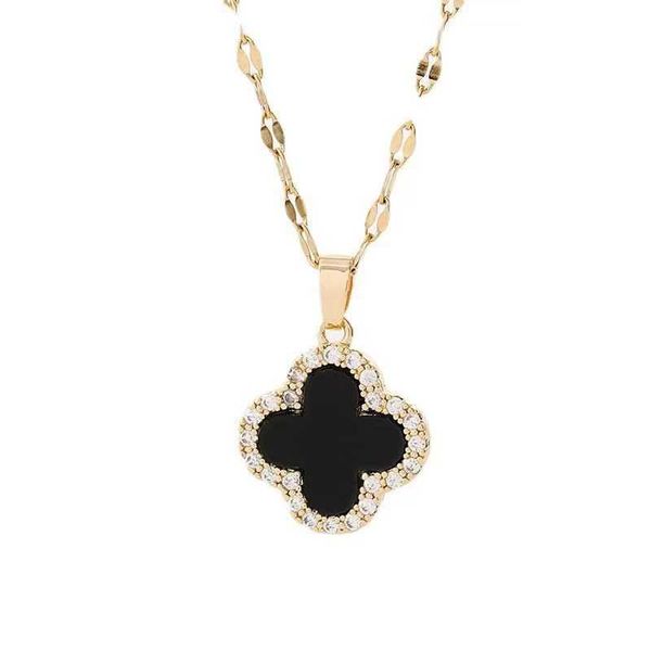 

pendant necklaces strands strings japan and south korea new single-sided clover necklace fashion personality versatile temperament advanced, Silver