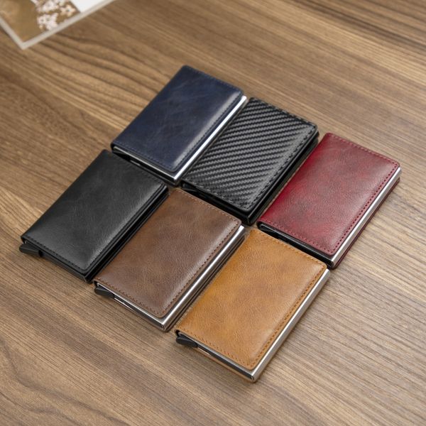 

new men women smart rfid wallet card-holder fashion purse aluminum alloy business credit bank card holder casual mini wallet, Red;black