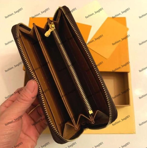 

2021 men purse wallet zipper bag women's wallets leather embossing card holder pocket long women bags coin purses with box