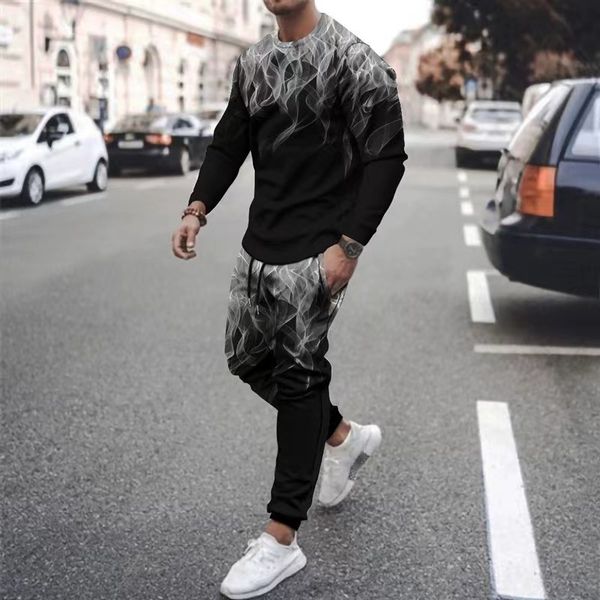

men's hoodies sweatshirts summe autumn soild color men set o neck sportswear long sleeve long pants men's clothing suit oversized, Black