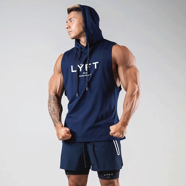 

men' tank summer sleeveless hoodie gym men' vest sports bodybuilding fitness navy blue sports vest basketball fashion slim casu, White;black