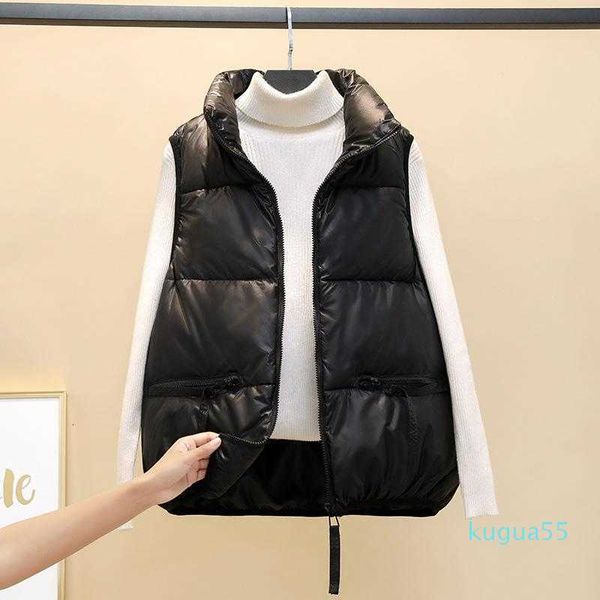 

down jacket women's vests 2021 down cotton waistcoat short loose vest jacket, Black