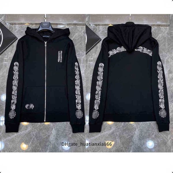 

men's hoodies sweatshirts designer hearts hoodie chromes mens hoody clothing womans heart hooded ch cross flower arm front printed hors, Black