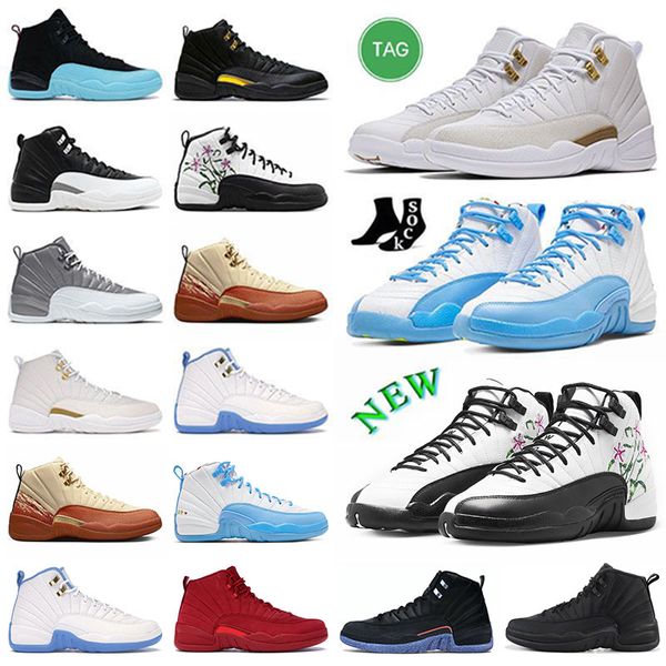 

wholesale jumpman 12 basketball shoes fashio ovo white and grey stealth black taxi winter outdoor sports sneakers mens women pink flower unc
