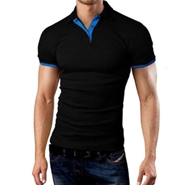 

men's polos camiseta de primera para hombre camisa ajustada manga corta con cuello henley moda color 221122, White;black