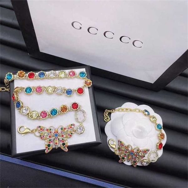 

10% off 2023 jewelry new family butterfly color neck chain necklace red letter high version bracelet, Black