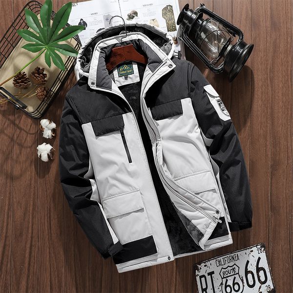 

mens down parkas brand winter warm thick windproof jacket quality multipocket hooded coat fashion waterproof outwear m9xl 221122, Black