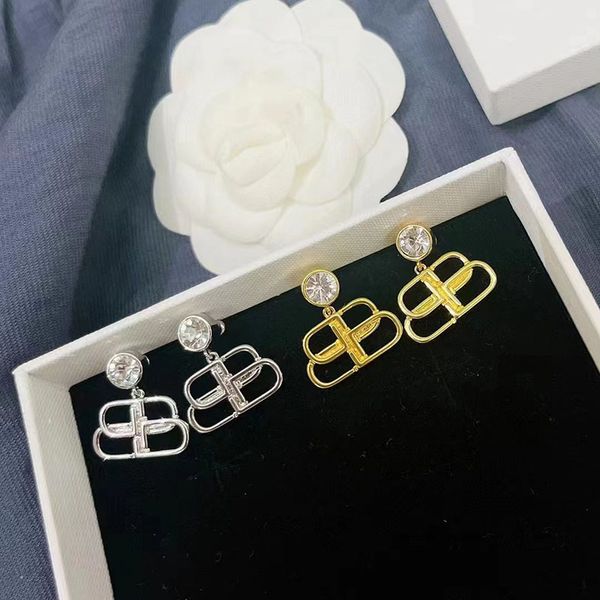 

luxury b letters designer stud earrings for women 18k gold silver retro vintage diamond stone brand earring earing jewelry gift a, Golden;silver