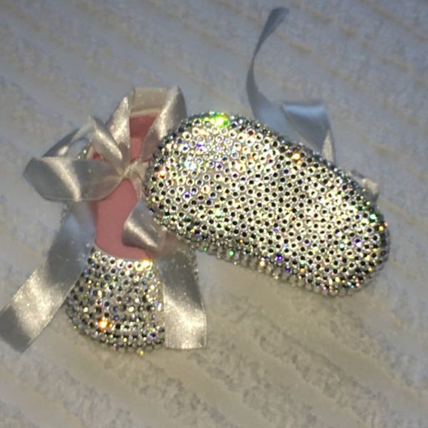 

first walkers baby shoes sparkling rhinestones baptism show gift infant handmade sweet princess flower girl sapatos 221122