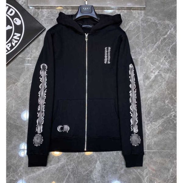 

mens fashion luxury sweatshirts ch designer hoodies zipper sanskrit graffiti hooded sweater cross pullover hoodie casual women coat sweatsh, Black