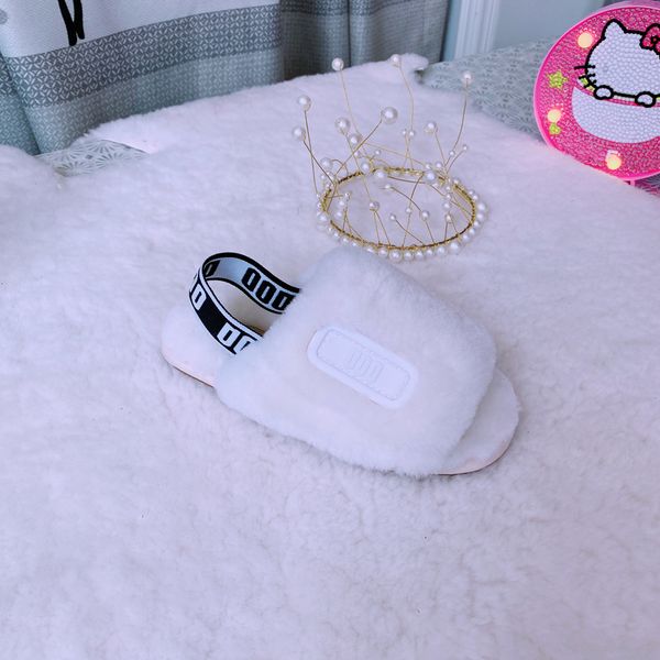 

fashion designer shoe luxury women wool sandals slippers woman slipper shoes brand autumn winter slides fur sandal casual shoes size 1978 s2, Black