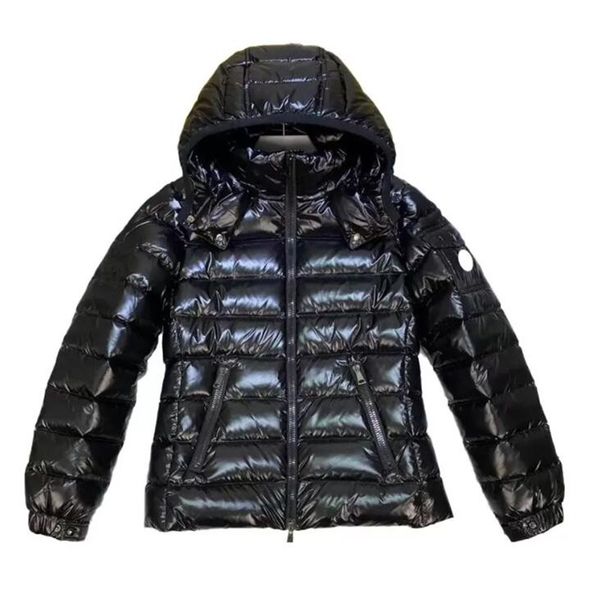 

womens down jacket hood with detachable fox trim coat designer warm parkas, Black