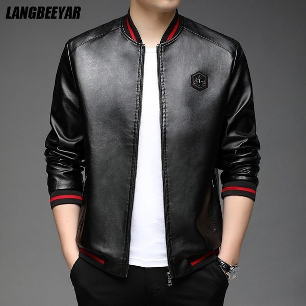 

men's leather faux grade brand designer casual fashion classic biker pu jacket men punk rock coats mens clothing 221122, Black