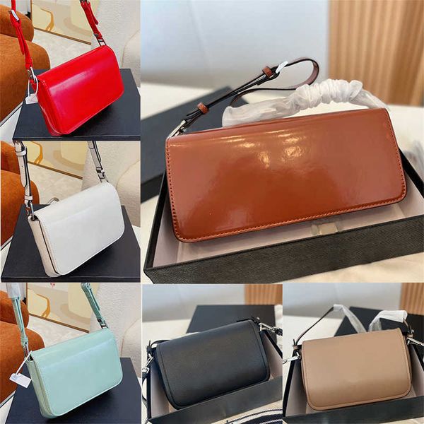 

pra da bag pra flap glossy shoulder bag patent leather underarm bag cross body bags five colors wallets 7le1