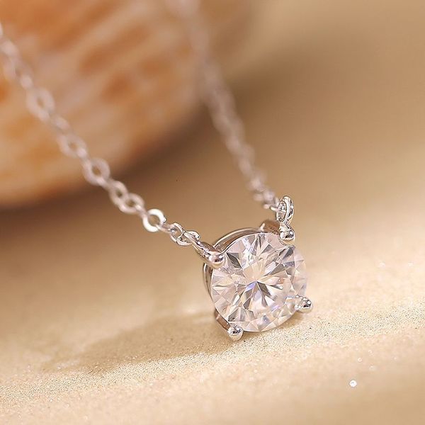 

chokers necklace for women 1 2 ct sterling silver choker 18k white gold plated gh color lab created diamond solitaire pendant 221121, Golden;silver