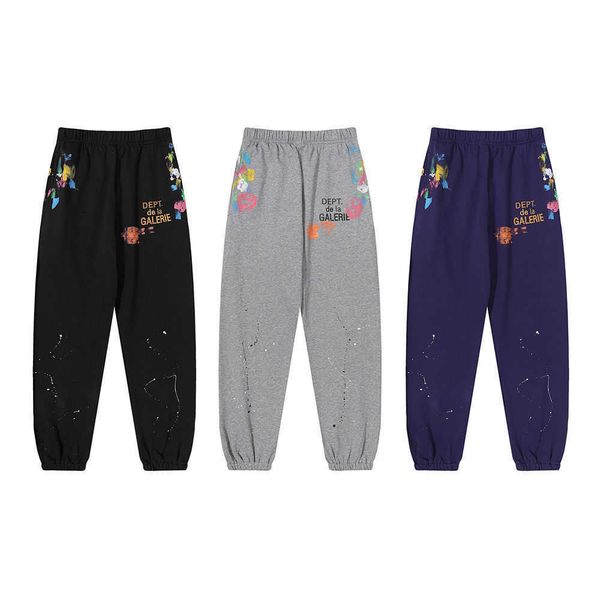 

hip hop galleryes designer pants dept american fashion brand spring autumn style distinctive h-painted terry casual male female students, Black