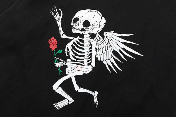 

men t-shirt gall dep cotton fashion designer casual brand skull rose printed short sleeve for women lovers high street half round nec pzhj, White;black