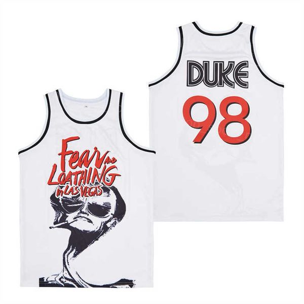 

movie film fear and loathing jersey 98 raoul basketball 1998 retro hip hop for sport fans pure cotton embroidery hiphop breathable team grey, Black