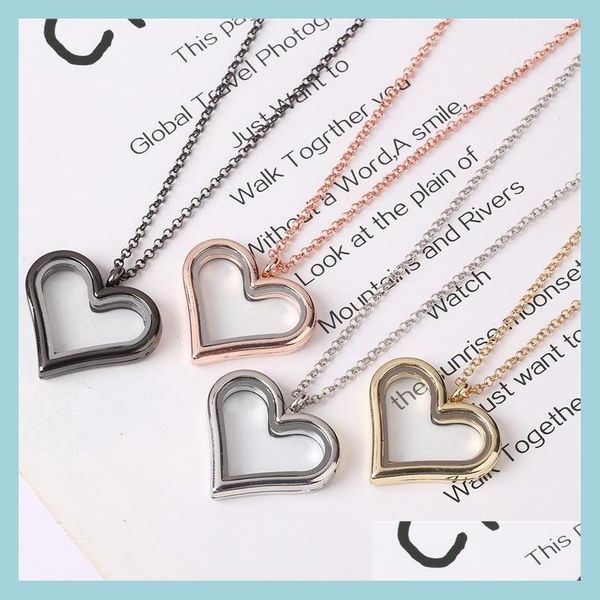 

lockets floating locket heart pendant necklace openable living memory necklaces for women children diy fashion jewlery drop delivery dhcgi, Silver
