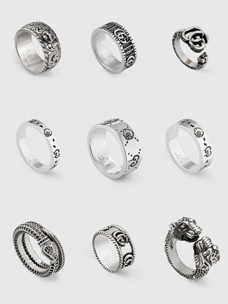 

2023 designer new jewelry double enamel black love fearless spirit star fashion couple ring, Silver