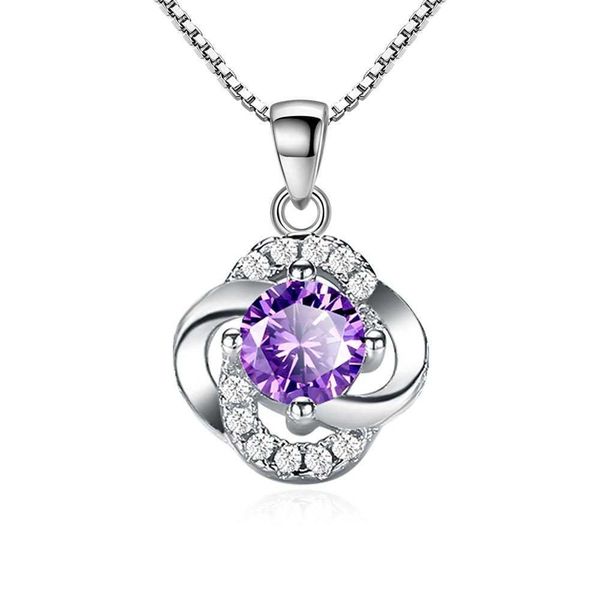 

pendant necklaces exquisite fashion lucky four leaf clover women's wedding zircon pendant necklace, Silver