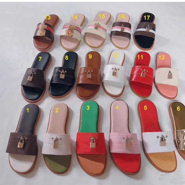 

slippers beach slippers classic flat heel summer lazy designer metal cartoon big head flops leather lady slides women shoes l bath ladies 21, Black
