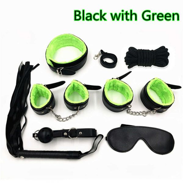 

sscc toy massager bondage kit 7 pcs games set handcuff footcuff whip rope blindfold for couples erotic toys sm products